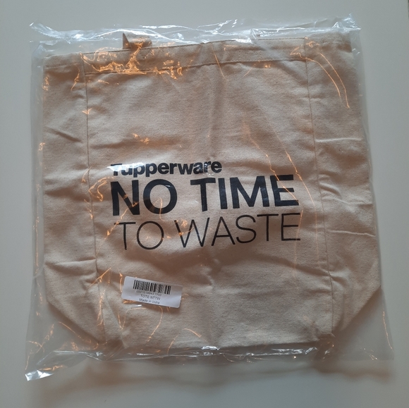 Tupperware "No Time To Waste" Canvas Tote Bag - Picture 1 of 2